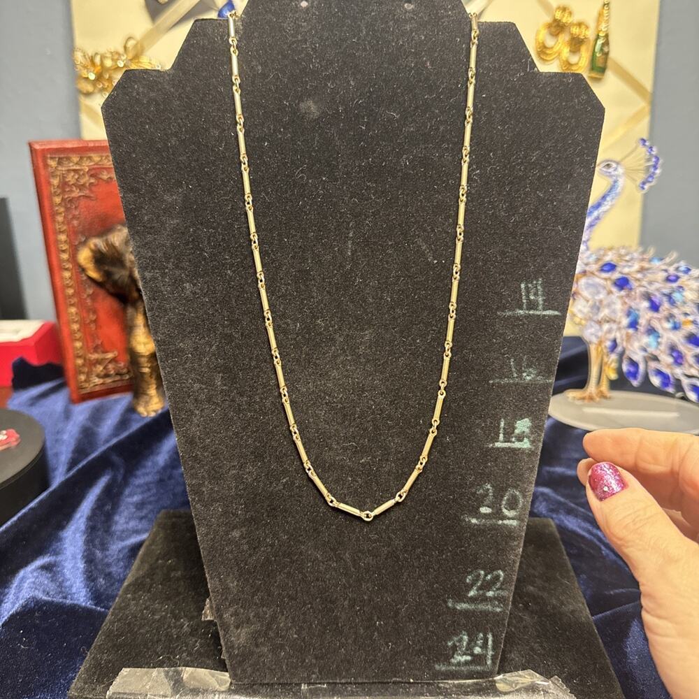 Vintage 1970s Sarah Coventry Gold Tone Bar Link Chain Necklace 20”